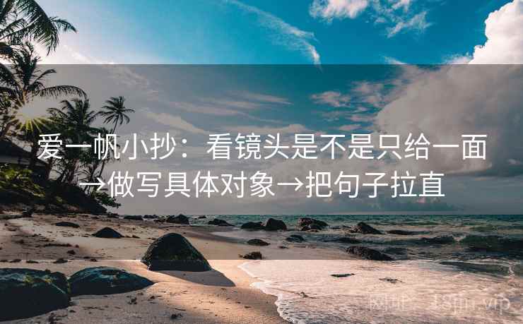 爱一帆小抄：看镜头是不是只给一面→做写具体对象→把句子拉直