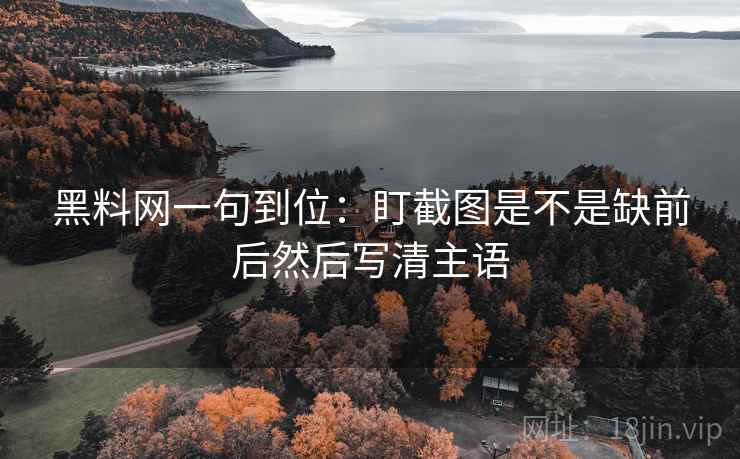 黑料网一句到位：盯截图是不是缺前后然后写清主语